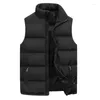 Mäns västar ärmlösa dragkedja ner Vest Autumn Winter Warm Solid Color Jacket Stand-up Collar Puffer Coats 2024 Male Clothing