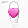 Alizekerr Rhinestone Tassel Evening Clutch Bags Women Chic and Elegant Boutique Heart Shaped Diamond Satin Purses and Handbags 240131