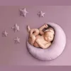 born Baby Pography Props Moon Pillow with Stars Tie Set Infant Posing Accessories 240127