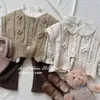 Koreaanse Baby Meisjes Gehaakte Vest Kinderen Gebreide Bloemen Hol Vest Baby Mouwloze Zoete Prinses Lente Tops Kleding 240130