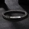 Braccialetti con ciondoli Catena a doppio cordolo fredda ossidata vintage per uomo in acciaio inossidabile punk antico a coda di volpe cubica maschio Pulseira