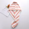 Towel Quick Dry Hair Bath Strong Striped Shower Cap Microfiber Absorbent Hat Bathroom Accessories