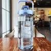 Waterflessen 2 liter Plastic waterkoker Grote draagbare reisfles met rietje Sport Fitness Cup Hoge waarde Big Fat Adult Universeel