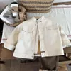 Vestes Cool manteau filles garçons veste en cuir col montant poches fermeture éclair printemps automne PU solide enfants 2-8 ans vêtements d'extérieur