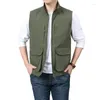 Mäns västar 2024 Mens ärmlös Vest Spring Autumn Casual Travels Outdoors Thin Big Size Waistcoat Mänkläder