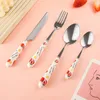 Dinnerware Sets Withered 304 Stainless Steel Tableware Korean Style Cute Strawberry Pattern Western Knife And Fork Spoon Coffee Dessert