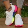 Lucyever Fashion Rainbow Bottom Sneaker Vrouwen Ademend Mesh Tennis Vrouwelijke Gebreide Antislip Loopschoenen Plus Size 43 240124