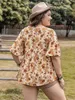 Women luźna bluzka w rozmiarze plus w rozmiarze Dekoracja Wzór Women Top Womens Plus Rozmiar luźna koszula 240126