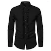 Chemises habillées pour hommes Chemise formelle d'élégance classique Rétro Style royal médiéval avec volants Patchwork Col à revers Coupe ajustée pour la performance