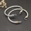 Moda designer jóias pulseira de luxo 5mm gancho torcido fio fivela pulseira em prata esterlina com 14k amarelo banhado