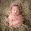 Born Pography Props Filt Mohair Wrap Swaddling Hat Bunny Backdrop Babies Po Shoot Accessories 240127