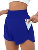 Pantaloncini da yoga da donna Rie Short traspiranti ad asciugatura rapida Pantaloncini da yoga foderati incorporati Sport corti Cerniera nascosta Tasca laterale a scomparsa Pantaloni sportivi da corsa con