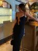 Women Sexy Hollow Out Spaghetti Strap Maxi Dress Ladies Elegant Off Shoulder Sleeveless Slim Dresses Female Club Evening Gown 240124