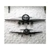 Wandklokken Retro smeedijzeren decoratie vliegtuig hangende klok en horloge creatieve bar antieke woondecoratie