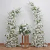 Fleurs décoratives de luxe, Arrangement Floral blanc, ensemble d'arc de trompette, rangée de fleurs en forme de fausse lune, décoration d'arrière-plan pour fête de mariage