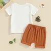 Zestawy odzieży Baby Girls Summer Ubrania stroje swobodne krótkie litery z krótkim rękawem T-shirt z elastycznymi szortami opaski niemowlęce maluchy 2PCS