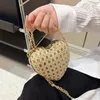 光沢のあるラインストーン女性ハートシェイプクラッチ財布レディゴールドイブニングミナウディエールバッグ