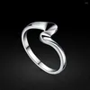 Anéis de cluster simplicidade ol estilo brilhante forma geométrica 925 prata esterlina bonito moda anel de dedo para mulheres menina festa presente jóias