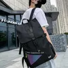 Zaino Zaino per studenti in nylon Borsa a tracolla a righe riflettenti Zaino da campeggio impermeabile per laptop a contrasto di colore geometrico