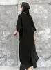 Sukienki robocze Xitao czarny dwuczęściowy zestaw kobiet hlaf rękawa pullovet górna elastyczna elastyczna watit plisowana środkowa spódnica cielęcy 2024 Nieregularny styl WLD9510