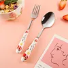 Servisuppsättningar visnade 304 rostfritt stål bordsartikel koreansk stil söt jordgubbsmönster västerländsk kniv och gaffel sked kaffedessert