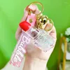 Keychains Creative Lipstick Oil Liquid Keyring Colored Bubble Bead Floating Drift Bottle Keychain Women Bag Pendant Keyholder smycken gåva