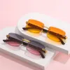 Lunettes de soleil 2024 Nouveau pour femmes Square Frameless Net Rouge Même style Lunettes Street Shoot Lunettes de soleil pour hommes