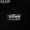 AEAW 14k Ouro Branco 0.1ct 3mm Total 0.5ctw DEF Corte Redondo Noivado Casamento CVD HPHT Lab Grown Anel de Diamante para Mulheres 240119