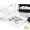 Smyckespåsar 5/10st PE Film Storage Box 3D Packaging Case Gemstone Floating Frame Membran Ringörhängen Halsband Displayhållare