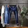 Brother Wang Brand Men Men Mens Adality Geans Slim Climny Jeans Disual Pants Prouts Jean Male Green Black Blue 240125