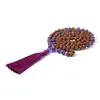 Pingente colares oaiite jóias vintage ametista colar para mulheres oração budista bodhi frisado artesanal franja camisola corrente presente