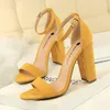 Sandaler BigTree Summer Plus Size 43 Woman High Heels Classic Block Platform Wedding Bridal Pumps Lady Chunky Bourgogne Naken Shoes