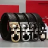 Med Box 24SS Designer Feragamo Belt Herr Mens Nytt läder 8-linjer Buckle Mens Cowhide Smooth Buckle Business Pants Belt Mens High-End Dålig slät spänne 04E9 04WZ