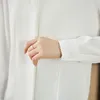 Kvinnor Bluses Qoerlin Womens Button Down Shirts Långärmad avslappnad Chiffon Löst veck Carred Work Office Top Spring Fall 2024