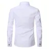 2023 Men French Cuff Dress Shirt Cufflinks White Long Sleeve Casual Buttons Male Brand Shirts Regular Fit Clothes 240126