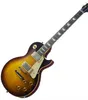 Bester Joe Perry 1959 verblasste Tabak Sunburst Flame Maple Top E -Gitarre Mahagoni Körper, cremefarben