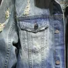 Wiosenne i jesienne kurtki dżinsowe mężczyźni kowboja szczupła fit hole z rozbitą dżinsową kurtkę Hip Hop Hop Streetwear płaszcze plus rozmiar 5xl 240124