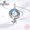 Hängen Eudora Real 925 Sterling Silver Phoenix Neckalce Pendant Exquisite Crystal Annular Women Fashion Jewelry Holiday Gift