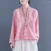 Vêtements ethniques Automne Hiver Chinois Cardigan Manteau Lâche Broderie Style Oriental Rétro Art Disque Bouton Chemisier Tangsuits Quotidien Top