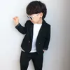 Pojkar Spring Autumn Suit Set Kids Blazer Pants 2st Clothes Children Casual Handsome Wedding Party Host Dress Costume 240122