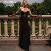 Sexy Strapless Black Dress Mesh Party Robe Prom Dress Side High Split Maxi Dress for Women Evening Dress Vestidos Elegant 21458 240123