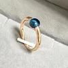 6mm Simple Round Ring Starry Sky Style Ring Blue Crystal Ring for Women Fashion Jewelry Party Gift 240123