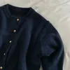 Cardigan tricoté pour femmes, manteau ample, couleur unie, col rond, printemps coréen, 240130