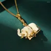 Pendentif Colliers Européens et américains Marque à la mode Émail Coloré Glaze Blanc Ouvrable de bon augure Elephant Light Sac de luxe