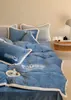 Navy blue winter king size designer bedding set ugh sheepskin purple orange milk velvet duvet cover bed sheet with 2 pillowcases ugh queen size comforters sets covers