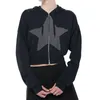 Women's Hoodies DeuYeng Women S Fall Crop Full Zipper Stars Print Long Sleeve Tops Aesthetic Sweatshirt For Streetwear