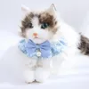 Obroże dla psów perłowy klejnot jedwabny ślub koronkowy patchwork fałszywy wystrój kwiatowy kot szczeniak wstążkowy szalik wisiorek