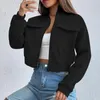 Women's Hoodies Spring Autumn Coat Women Fashion Turtleneck Zipper Pocket Crop Tops Jacket Solid Slim Y2K Female Outerwear Streetwear Hoodie