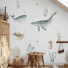 Autocollant mural de grande baleine, poisson d'océan, salle de bain, chambre d'enfant sous la mer, Animal baleine, autocollant mural nautique, décor en vinyle pour chambre à coucher, 240127