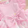 Conjuntos de roupas infantil nascido bebê meninas macacão vestido impressão em torno do pescoço bowknot bodysuits roupas de páscoa bandana